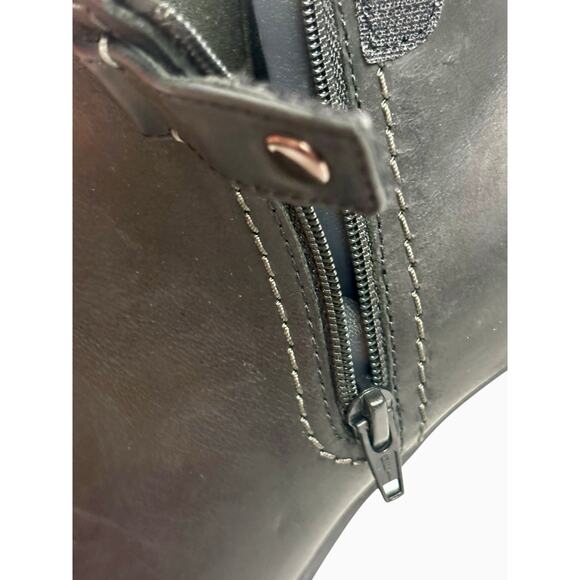 Clarks Bayla Glow Black Leather Comfort Stacked Heel Bootie Women's Size 11 - Picture 9 of 10